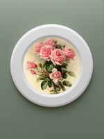 Картина на натуральном холсте в круглой деревянной раме "Цветы прованса", диаметр 27 см