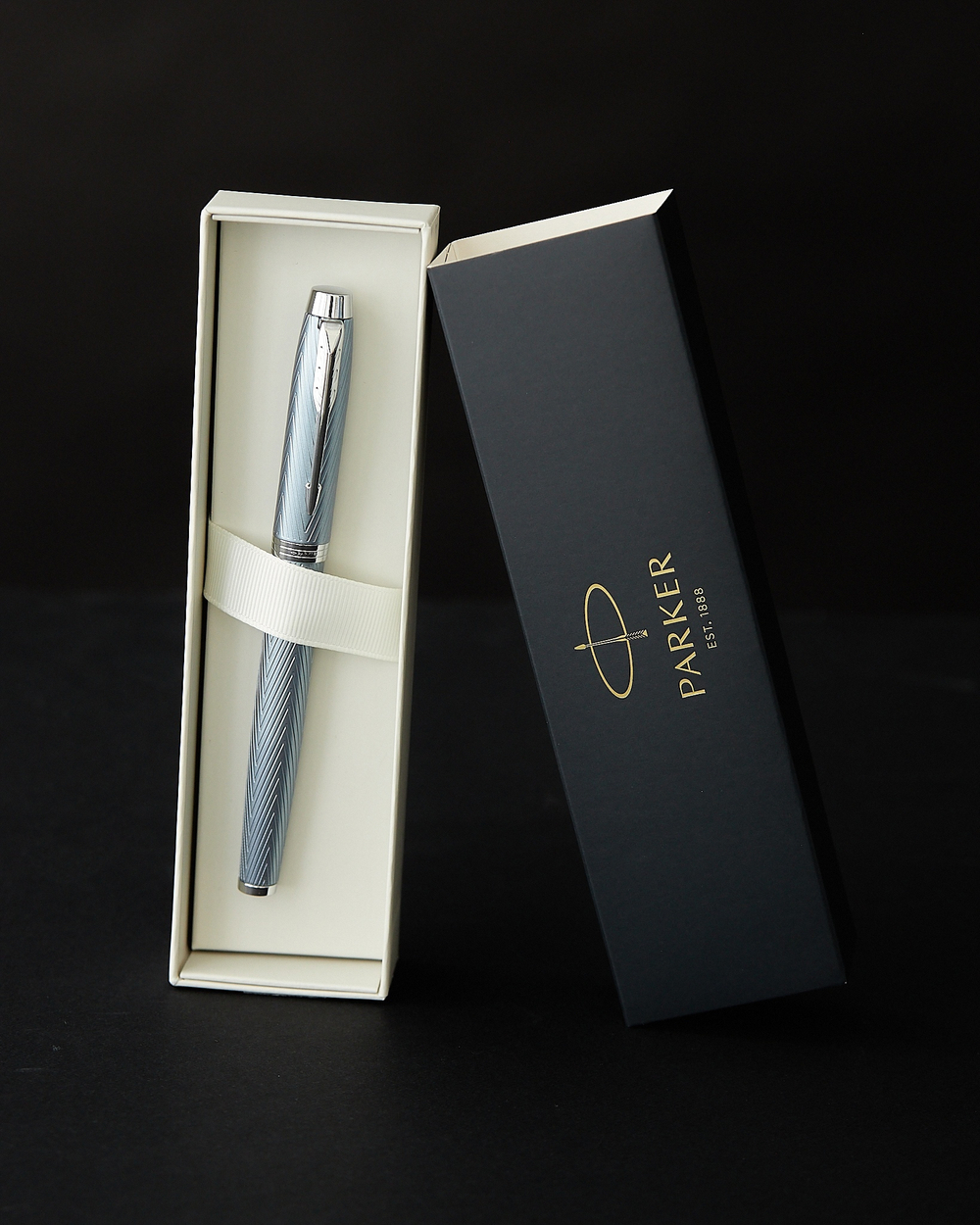 Ручка роллер Parker IM Premium T318  Blue Grey CT F черные чернила, в подарочной коробке