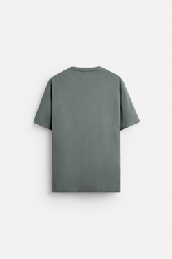 ZARA БАЗОВАЯ ФУТБОЛКА MEDIUM WEIGHT, ЗЕЛЕНОВАТЫЙ