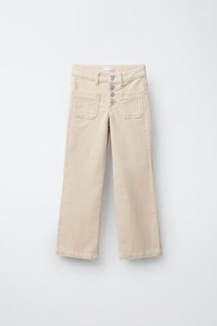 ZARA ВЕЛЬВЕТОВЫЕ БРЮКИ STRAIGHT С КАРМАНАМИ, ЭКРЮ