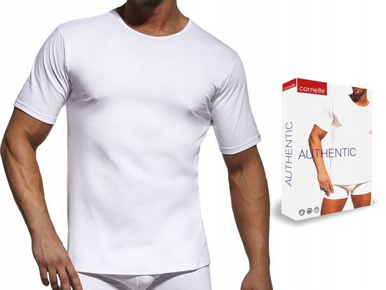 Футболка мужская с коротким рукавом и круглым вырезом Cornette Authentic 202 NEW, белая