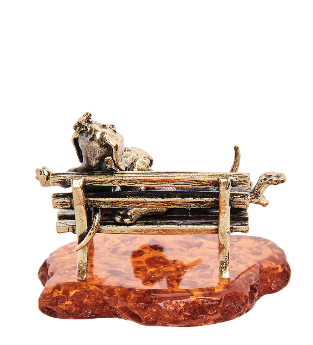 AM- 298 Фигурка «Таксы» (латунь, янтарь)