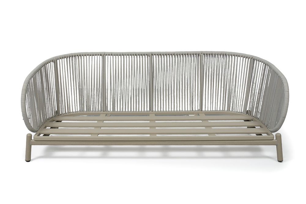 "Прато" диван трехместный из искусственного ротанга, цвет светло-серый, каркас под дерево (холодно-бежевый)