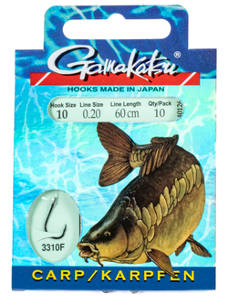 Крючки с поводком Gamakatsu Booklet CARP 3310F разм. 10-0.20мм 60см 10шт.
