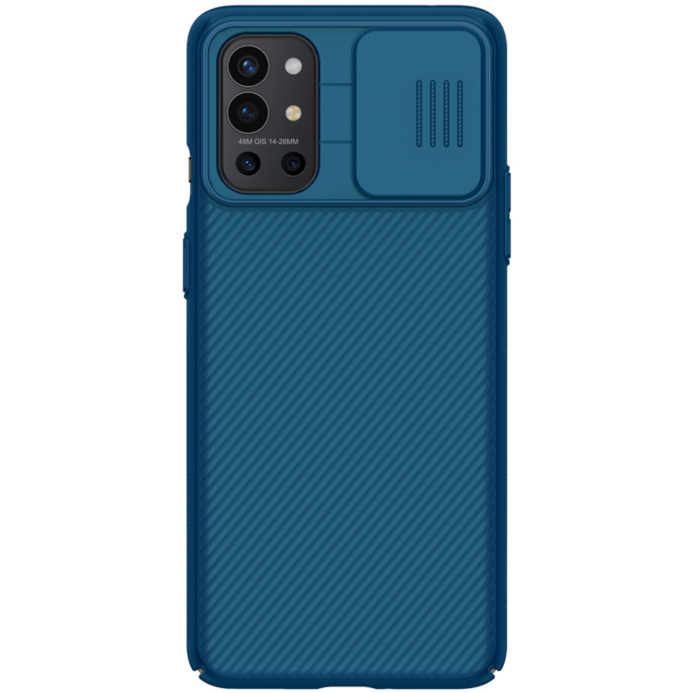 Чехол синего цвета от Nillkin на OnePlus 9R  с защитной шторкой для камеры, серия CamShield Case