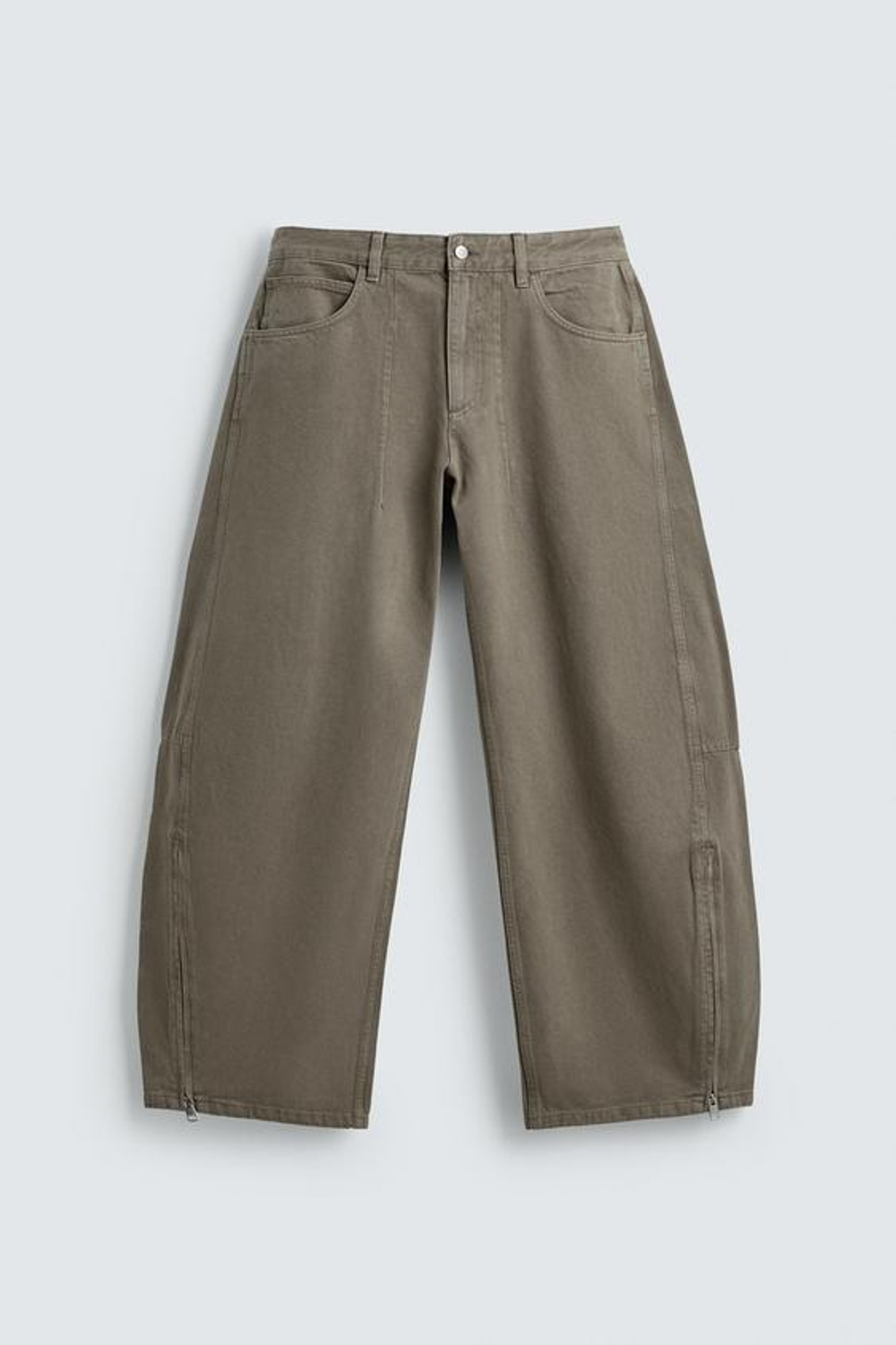 ZARA ДЖИНСЫ BALLOON FIT НА МОЛНИИ, РЫЖЕВАТО-КОРИЧНЕВЫЙ