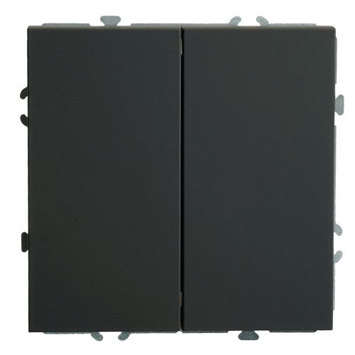 Переключатель 2-клавишный (механизм), СЗК, STEKKER, 250В, 10А, серия Эмили, RSW10-5107-05ZK, черный уголь, soft touch 50249