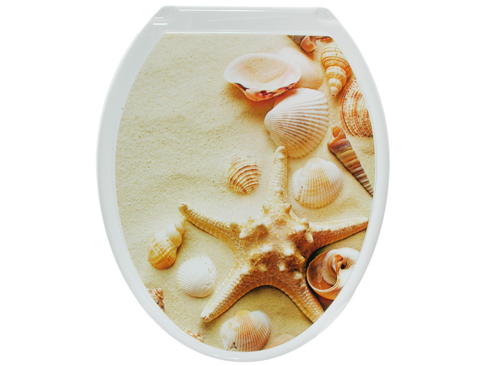 Сиденье для унитаза "Ракушки на песке" белое