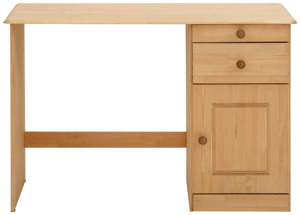 Стол компьютерный, 110х55х74, Вадим, из массива дерева, с ящиком и тумбой, лакированный, Dipriz