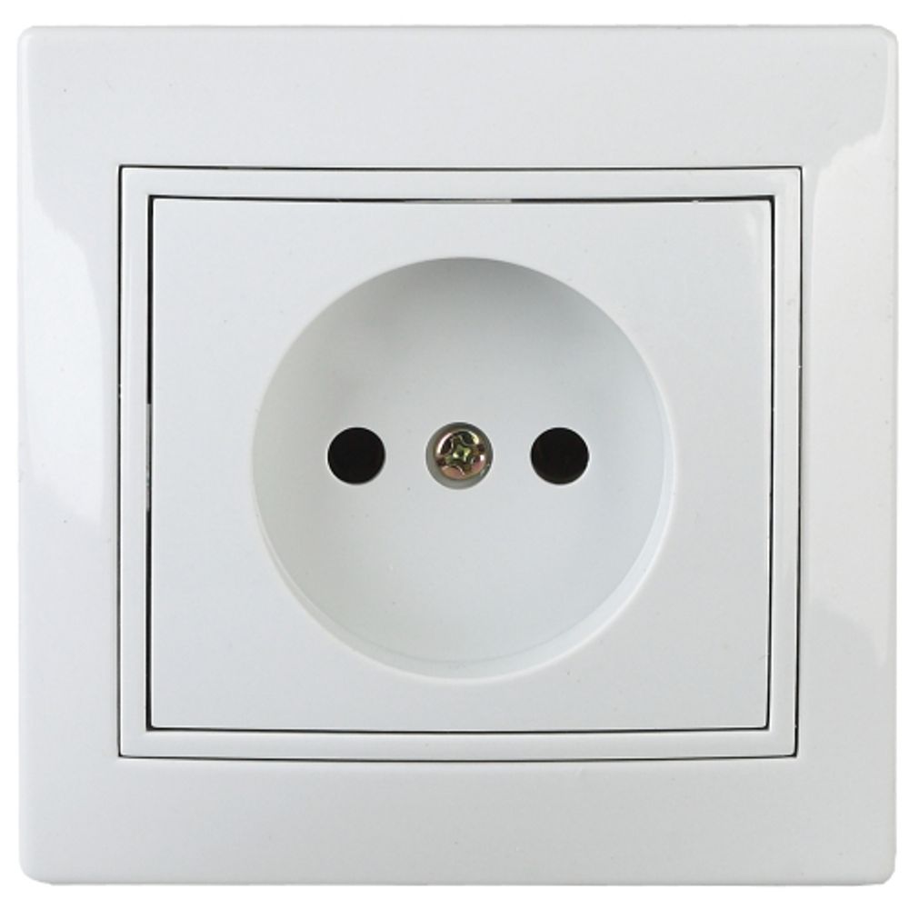 Розетка Intro Plano 1-201-01 без заземления 2P, 16А-250В, IP20, СУ, белый