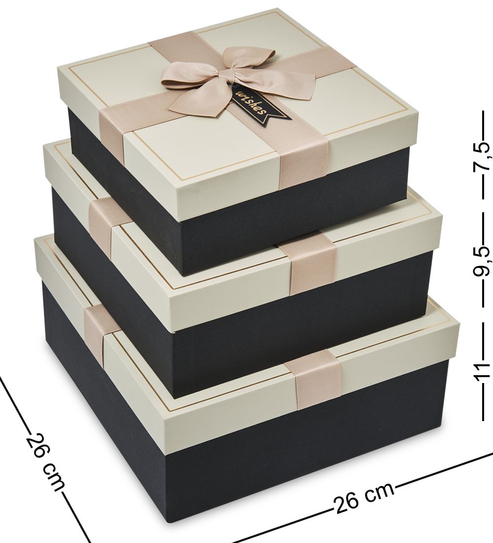 WF-190-B Набор коробок из 3 шт, кремовый/черный