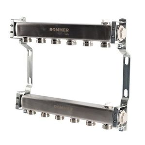Коллекторы Rommer RMS-4401 для радиаторной разводки из нержавеющей стали