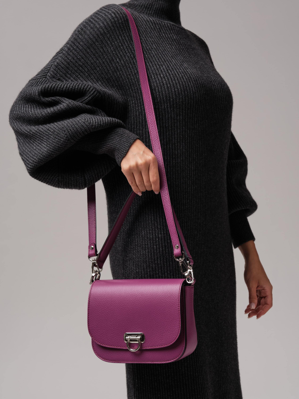 Сумка кожаная Azaro 30741 фиолет.флокс