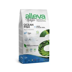 Alleva holistic puppy/junior ocean fish maxi сухой корм для щенков и юниоров с океанической рыбой, коноплей и алое вера - 2 кг