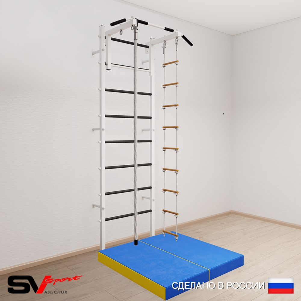 Шведская стенка Sv Sport усиленная 6144 (Турник стандарт/Канат/Лестница/Мат 1м)
