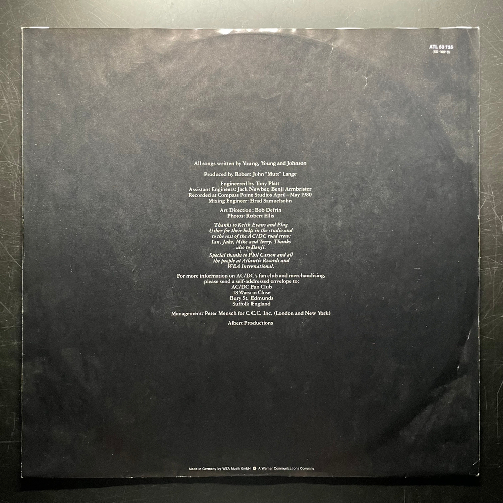 AC/DC ‎– Back In Black (Скандинавия 1980г.)