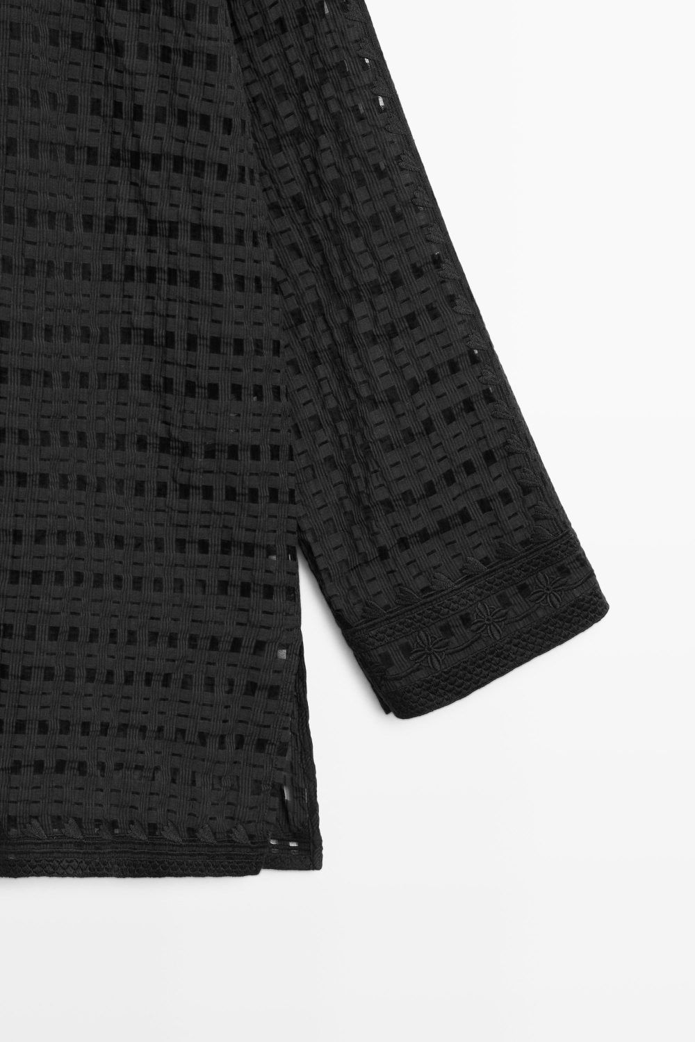 Massimo Dutti Рубашка из струящейся ткани с вышивкой, черный