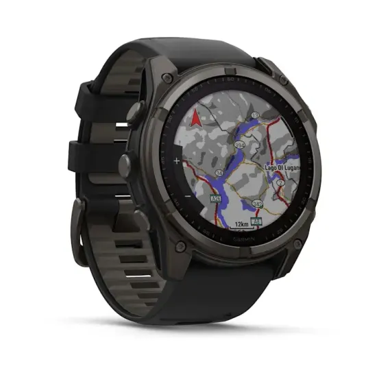 Мультиспортивные GPS часы Garmin Fenix 8X (51 mm) Solar, Sapphire Carbon Gray DLC Titanium with Black/Pebble Gray 010-02907-11
