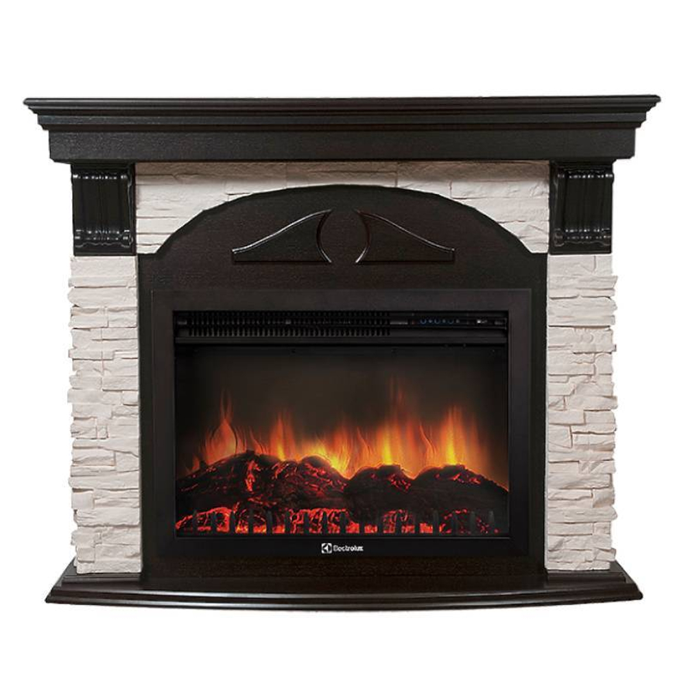 Портал Firelight Torre 25S камень белый, шпон венге