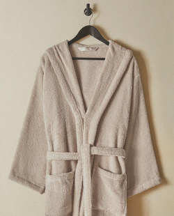 ZARA HOME ХЛОПКОВЫЙ ХАЛАТ С КАПЮШОНОМ, ПЕСОЧНЫЙ