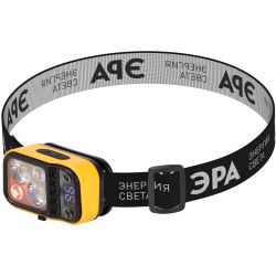 Фонарь налобный светодиодный ЭРА Рабочие Практик GA-813 аккумуляторный 3+3 Bт сенсорное управление дисплей 4 режима | Налобные фонари