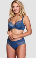 Классические трусики-слипы с кружевными вставками по бокам (Размер: 54) (Цвет: синий)