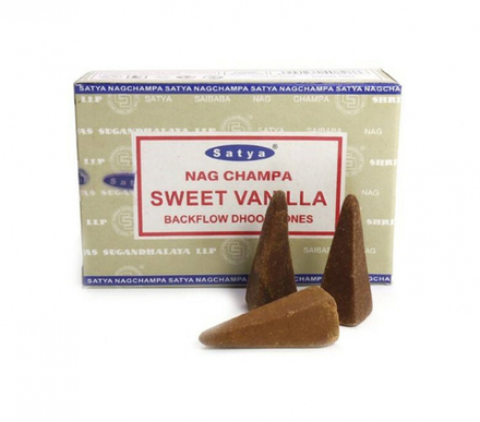 SATYA Sweet Vanilla Dhoop Cone Благовония конусы Сладкая Ваниль 12шт
