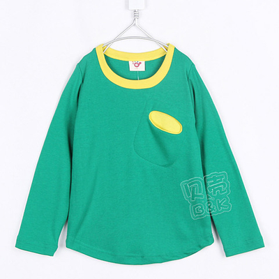 Лонгслив детский с контрастной окантовкой горловины и карманом