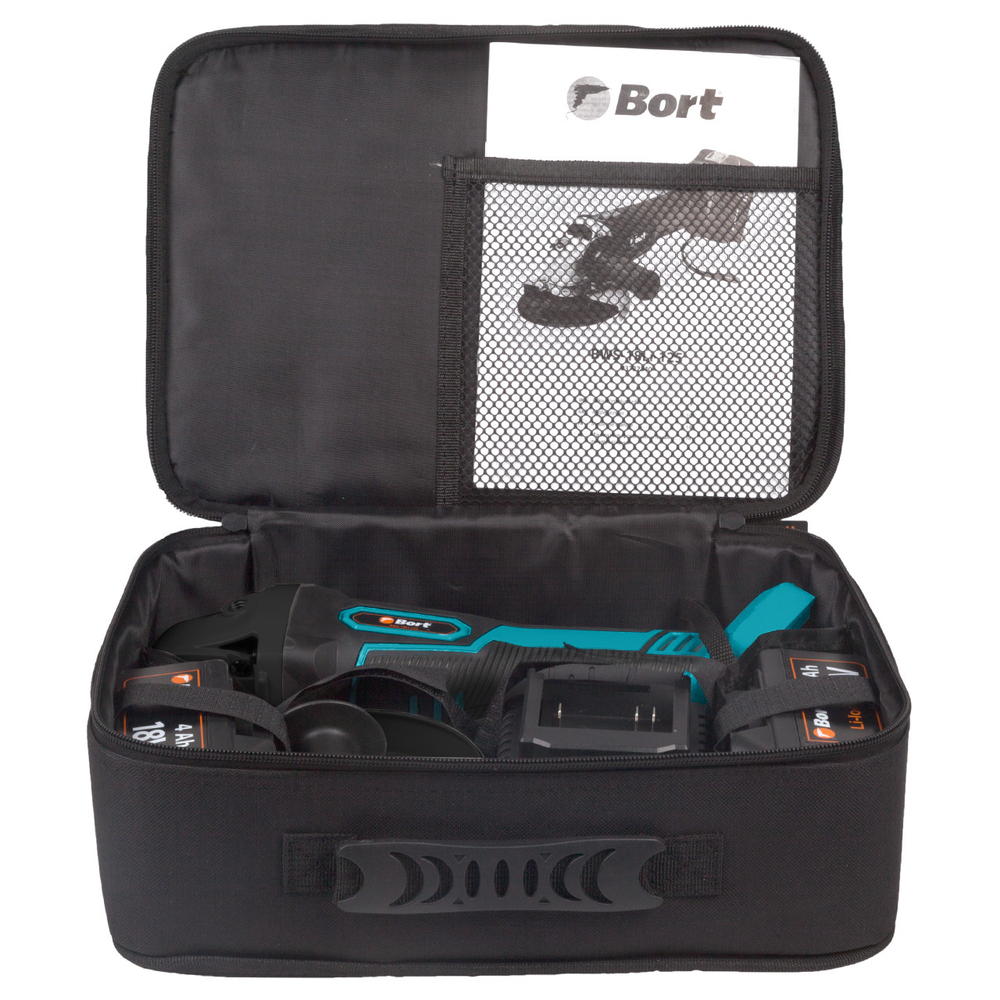 Машина шлифовальная угловая аккумуляторная BORT BWS-18Li-125 (2*4Ач+ЗУ)