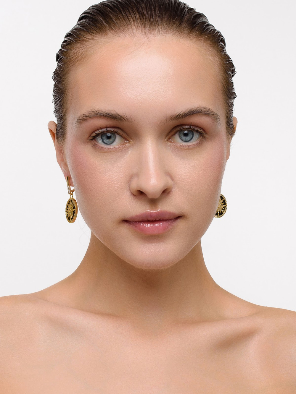 Серьги "Sun black pearl" Gold