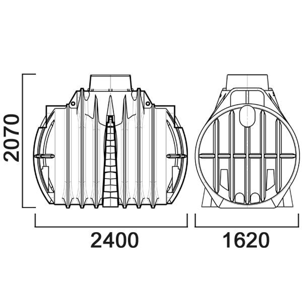 Емкость для септика двухкамерная Анион 3700 л. вертикальная (2400x1620x2070см;черный) - арт.559475