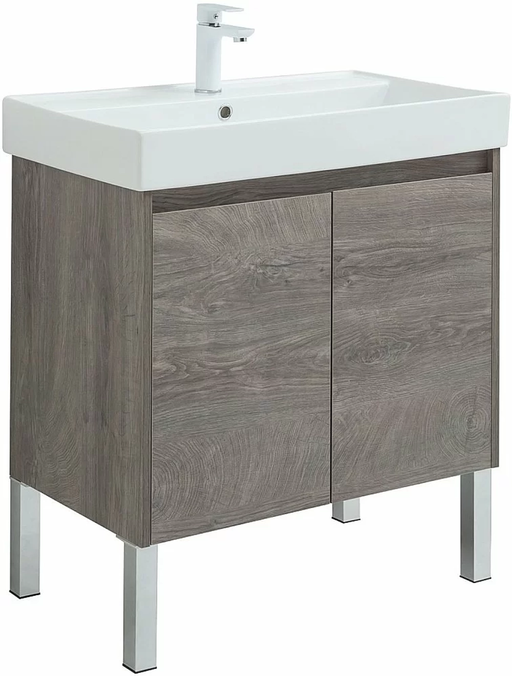 Тумба с раковиной Aquanet Nova Lite 75 с зеркалом, 2 дверцы дуб рошелье