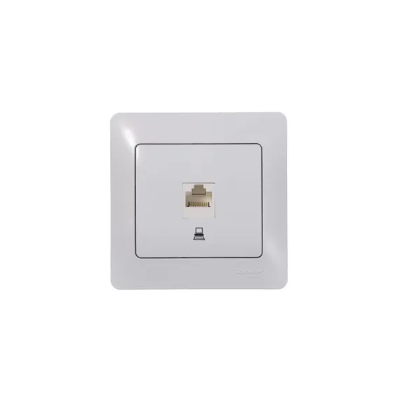 Розетка компьютерная 1-м СП Glossa RJ45 кат.5E механизм бел. SE GSL000181K