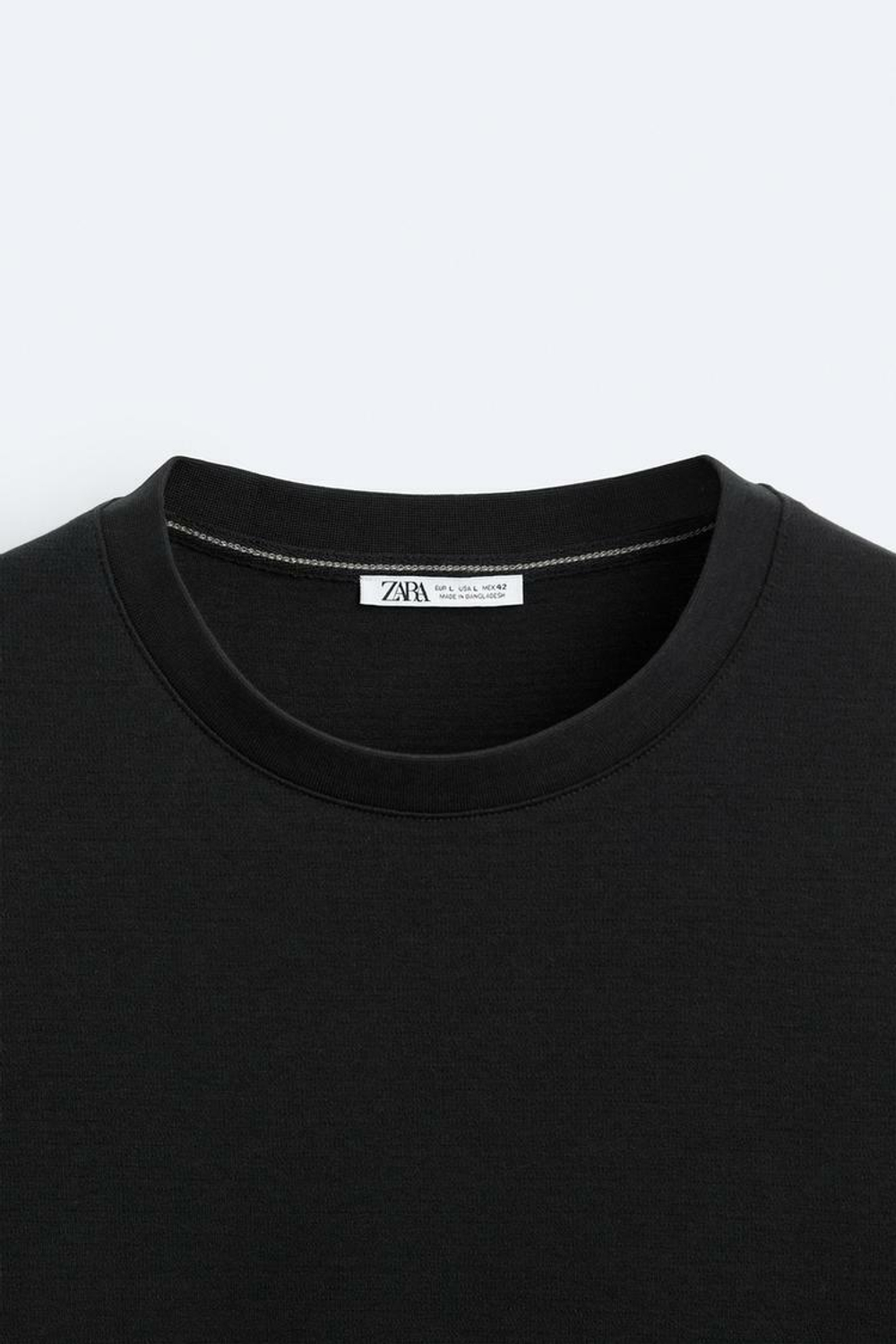 ZARA ФУТБОЛКА ИЗ РЕЛЬЕФНОЙ ТКАНИ, ЧЕРНЫЙ