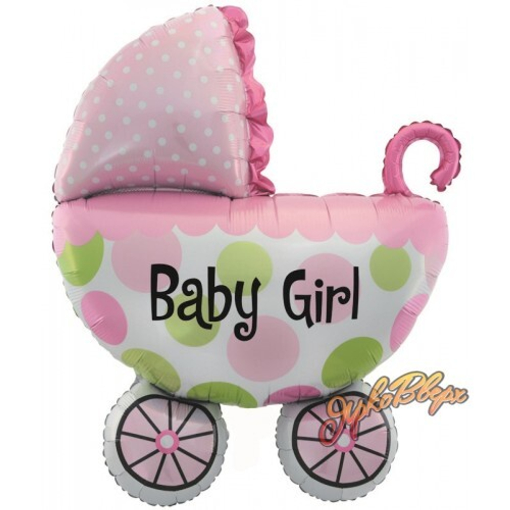 Фигура Коляска для девочки 107см шар фольга