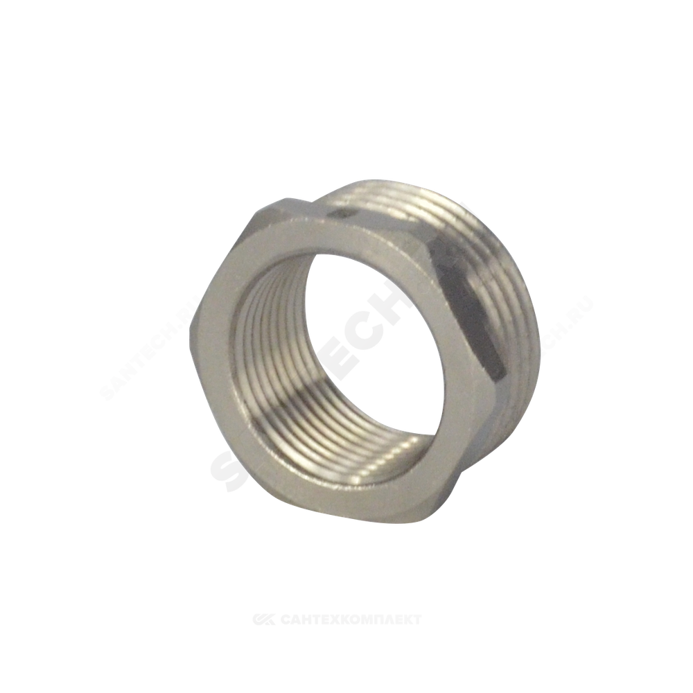 Футорка латунь никель Ду 20х15 (3/4"х1/2") НР/ВР SantechSystems