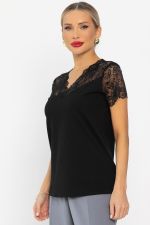 Блуза с кружевом Инь-Янь (черная) Б14257-18М LT Collection