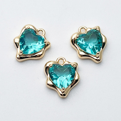 Подвеска Сердце, цвет золото + ультрамарин, размер 13*10 мм, цена за 1 шт