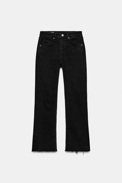 ZARA ДЖИНСЫ TRF CROPPED FLARE С ВЫСОКОЙ ПОСАДКОЙ, ЧЕРНЫЙ