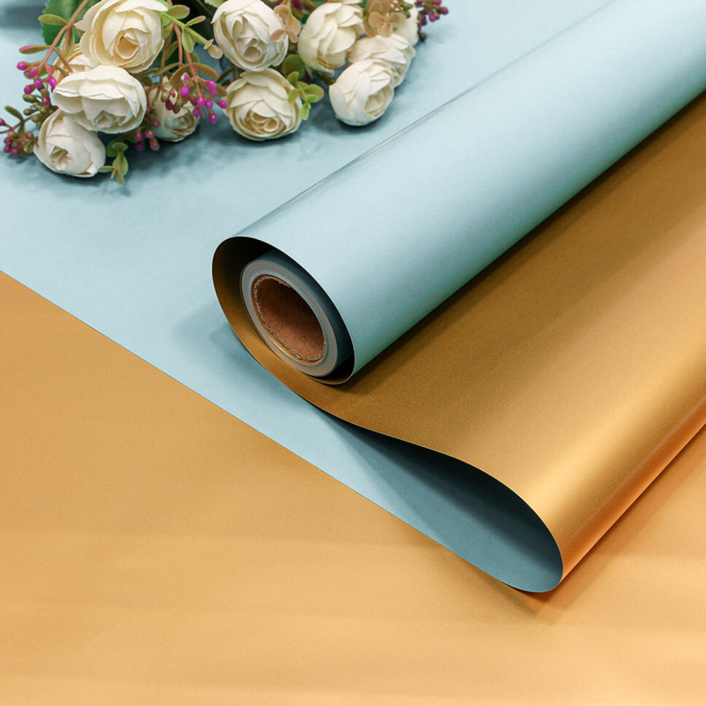 Пленка В рулоне 10 м х 58 см двухсторонняя (Голубой, Золотой)