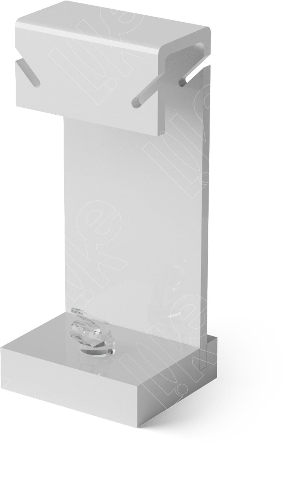 Подставка акриловая для гарнитура/4 прорези/зажим/ПЭТ карман/Н-90 мм.