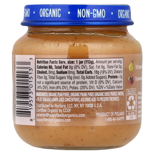 Happy Family Organics, Happy Baby®, груши и чернослив, для детей от 6 месяцев, 113 г (4 унции)