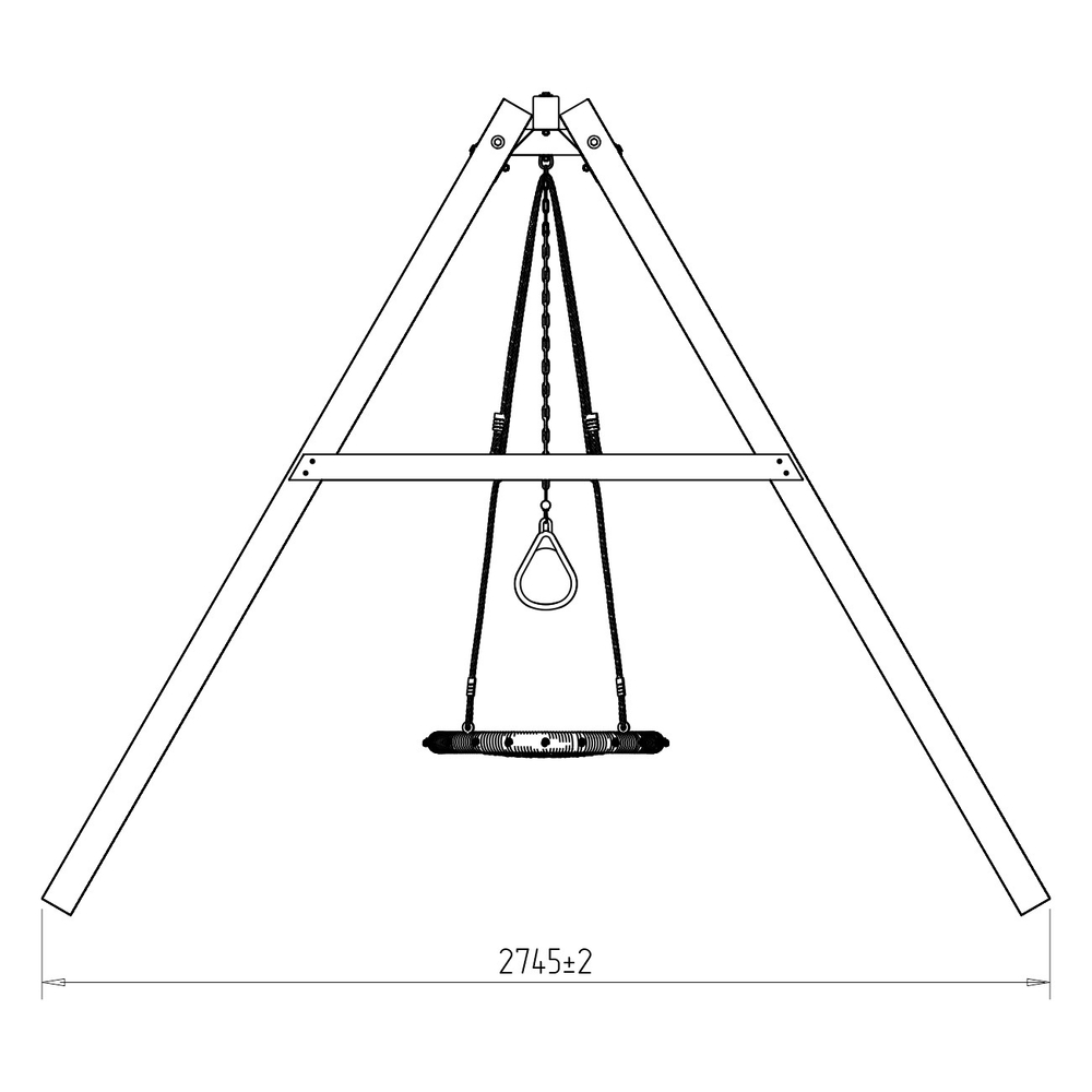 Деревянные качели с гнездом 60см и трапецией