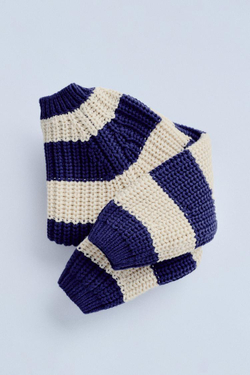 ZARA TIMELESZ - СВИТЕР КРУПНОЙ ВЯЗКИ В ПОЛОСКУ, ИНДИГО