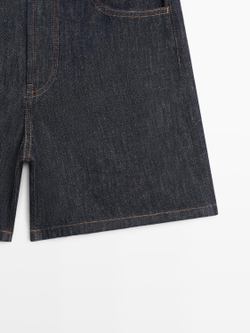 Massimo Dutti Джинсовые шорты со средней посадкой, темно-синий