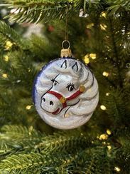 Ёлочное украшение Лошадка 90 мм., синий, стекло, Ёлочка (С1151/3)