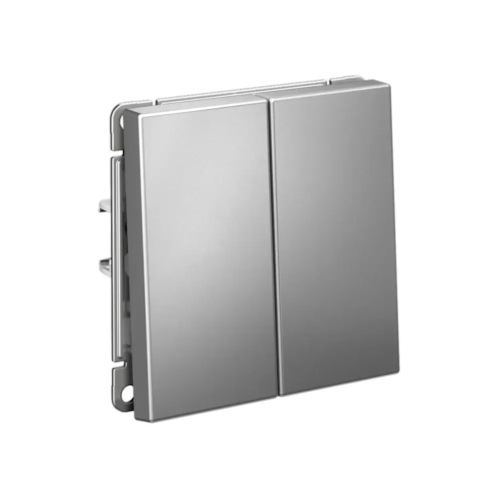 ARTGALLERY 2-клавишный ВЫКЛЮЧАТЕЛЬ КНОПОЧНЫЙ, 10АХ, механизм, быстрозажим. клем., СТАЛЬ