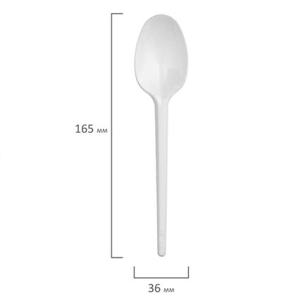 Ложка столовая одноразовая пластиковая 165 мм, белая, КОМПЛЕКТ 100 шт. Bereke