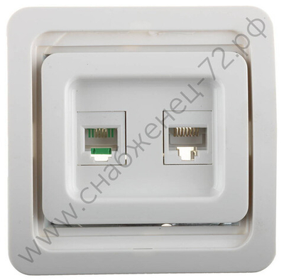 СВЕТОЗАР Гамма, комбинированная телефонная + компьютерная цвет белый, Электрическая розетка (SV-54119-W)