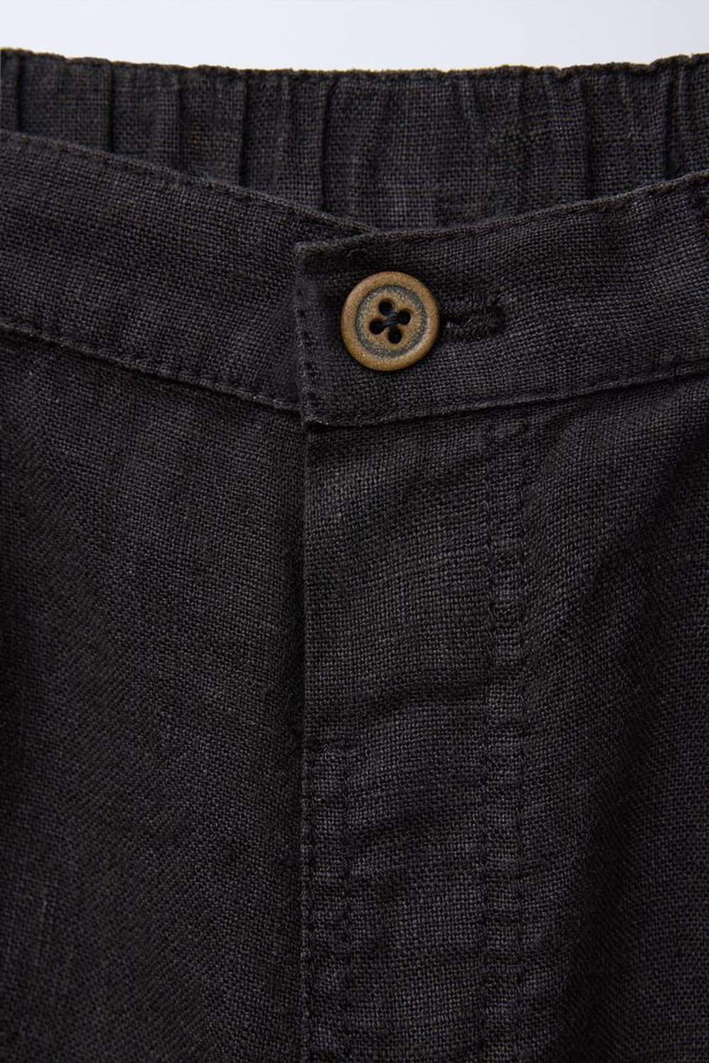 ZARA ЛЬНЯНЫЕ БРЮКИ С ПРЯМЫМИ ШТАНИНАМИ, ЧЕРНЫЙ